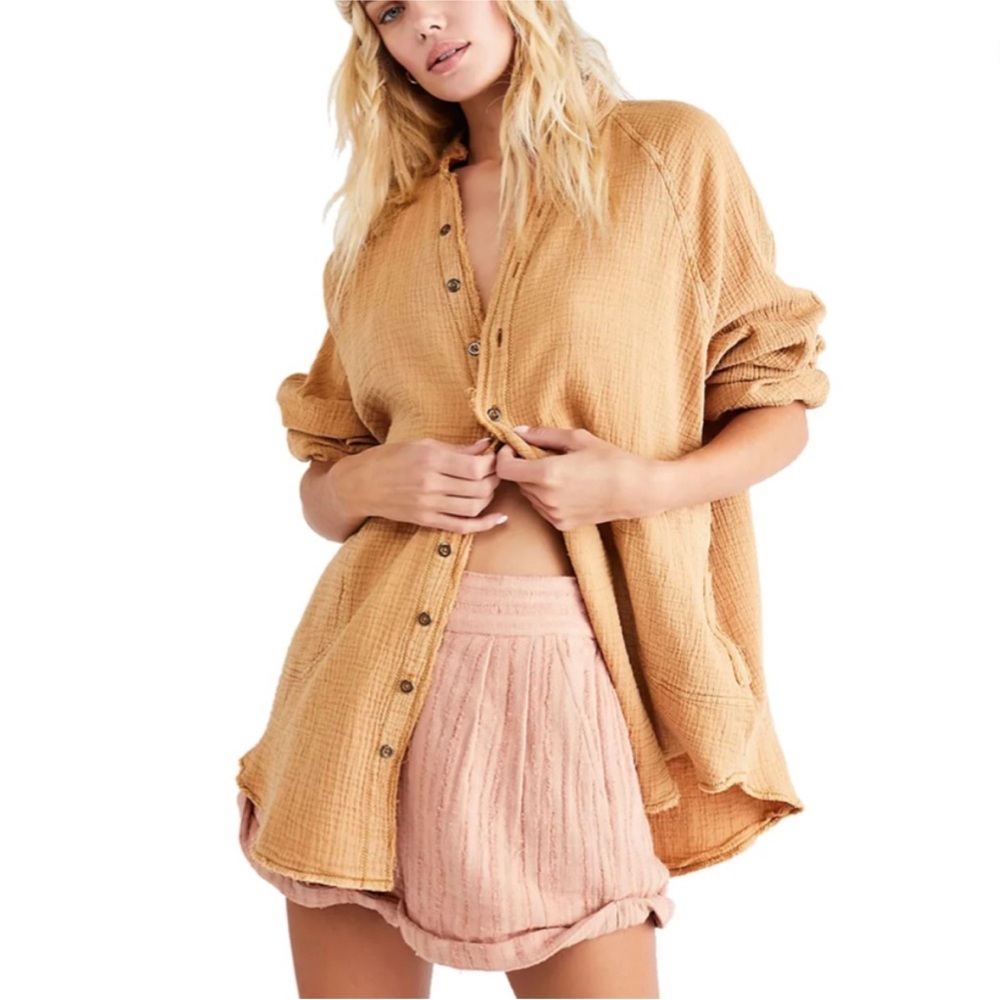 We The Free Button Down Long Sleeve Textured Tunic | Summer Daydream Button Down